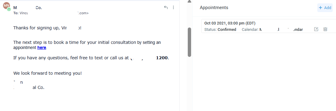 Email follow-up with booking CTA